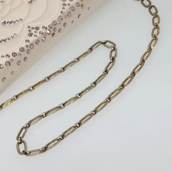 CHANEL Chain Stone Camelia Shoulder Bag Satin Pink CC Auth - Picture 7 of 16